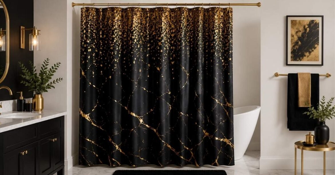 Black and Gold Shower Curtain