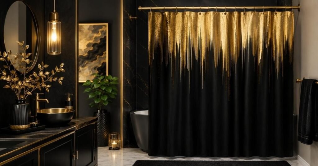 Black and Gold Shower Curtain