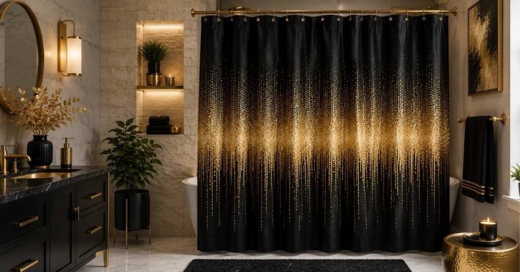 Black and Gold Shower Curtain