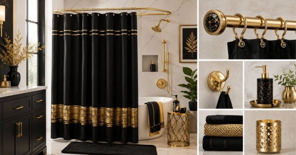 Black and Gold Shower Curtain