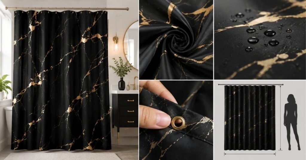 Black and Gold Shower Curtain